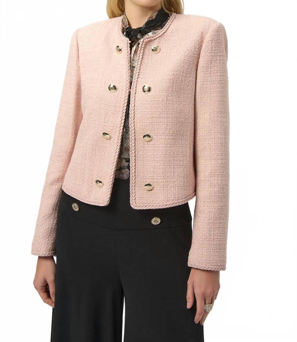 NEW JOSEPH RIBKOFF bouclé collarless jacket in rose